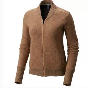Mountain Hardwear Sarafin wool blend bomber sweater jacket tan size XL